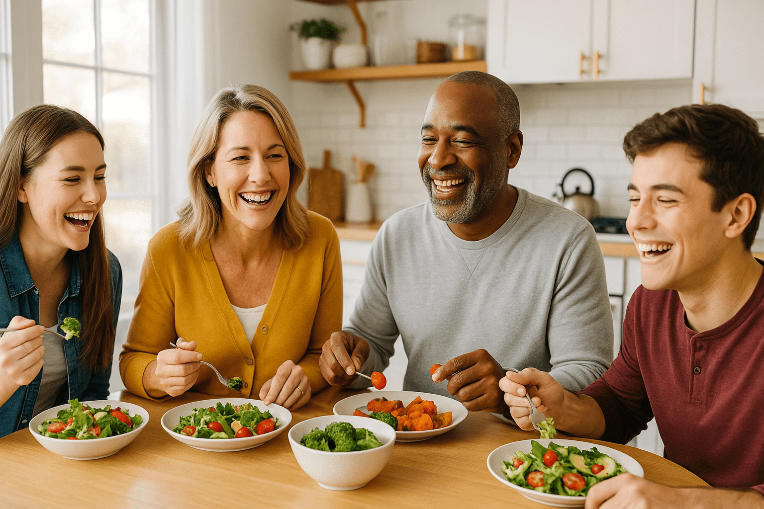 a family is having lunch